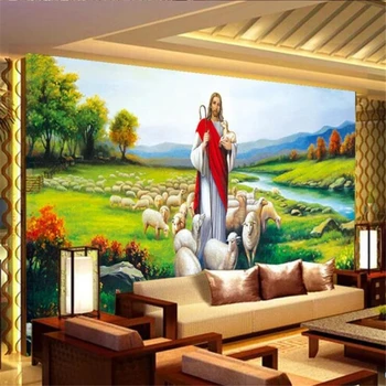 бейбеханг Потребителски тапети 3d стенопис Кристиан Исус живопис с маслени бои фон декорация на стени, боядисване на хол 3D тапети