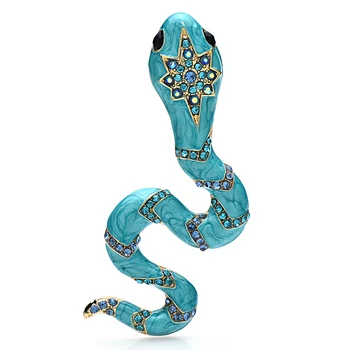 Луксозни Брошки във формата на змия, женска на 3-цветен Емайл, планински кристал, пълзящо растение, Офис брошка за парти, Игли, подаръци