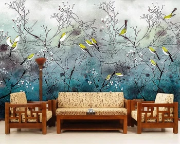 Потребителски тапети 3d ръчно рисувани цветя и птици носталгично ретро китайски класически фон монтиране на украса живопис фотообои