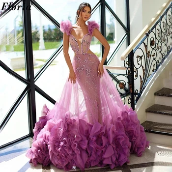 Специален дизайн Виолетови абитуриентски рокли Vestidos De Феста Нови Модни Рокли на Знаменитости За жени Иллюзионные вечерни рокли за партита