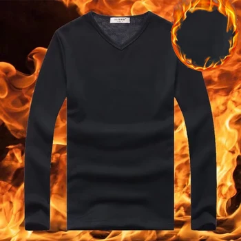 Мъжки потници, Мъжки пуловер, облегающая еластична тениска, термофутболка с V-образно деколте, приятна дишаща Ежедневни Удобна мода