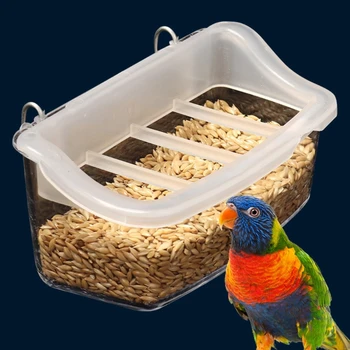 А За Птичия Фураж Подвесная Кутия За Хранене Прозрачна Ясла За Птици Със Защита От разливане на Контейнер за Птичия Фураж Голям Капацитет