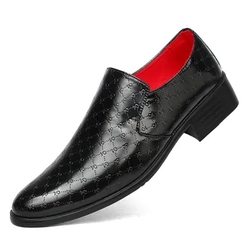Брандираната мъжки обувки в бизнес стил, официални модела обувки без закопчалка, мъжки oxfords на дебелите ток, Висококачествени Кожени обувки за мъже, Лоферы с възхода