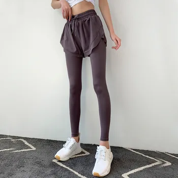 Фалшиви спортни панталони от две части, разтеглив бързо съхнещи стегнати панталони за йога за фитнес, дамски дрехи