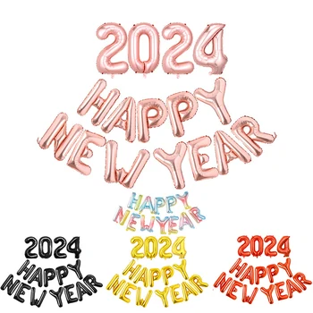 16 Инча Нова година 2024 балони с цифри и букви, Златни, Сребърни балони, честита Нова година, орнаменти за коледното парти за дома