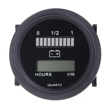 Led дигитален индикатор за зареждане на батерията 12V/ 24V /36V / 48V /72V с манометром моточасов черен цвят