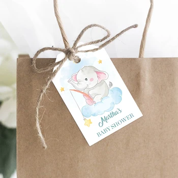 Персонални Квадратна подарък етикет по поръчка, стикер за душата на детето, стикер за луксозни кутии с въздушно мехурче в формата на хубава слон, стикер за детски рожден ден