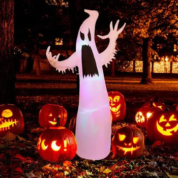 Надуваем на духа на Хелоуин с led подсветка, променя цвета RGB, Светлинен Илюзорен Подпори за украса на парти в градината във вътрешния двор на Хелоуин