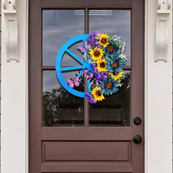 Нов пролетен Венец на входната врата син цвят, Сладък Венец от изкуствени цветя, Декоративни Врата Венец От Слънчогледи, стоки за дома