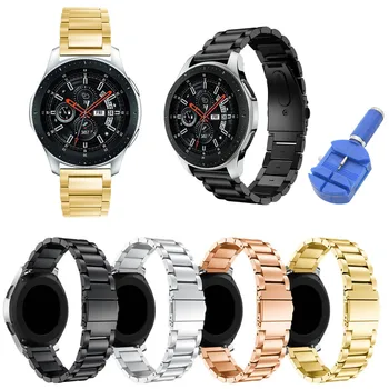 Класически каишка от неръждаема стомана 316L за Samsung Galaxy 46 мм Каишка за часовник с ширина 22 мм Метална каишка за часовник с три звена