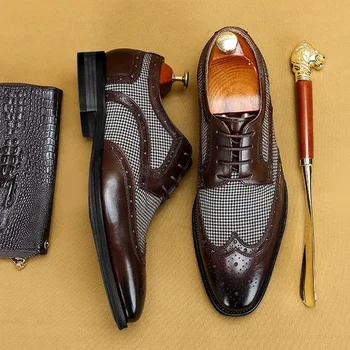 Мъжки модельная обувки Кожена вентилационна модни мъжки обувки Юнеца, Мъжки официалната бизнес ежедневно пролетно дизайнерски обувки за мъже