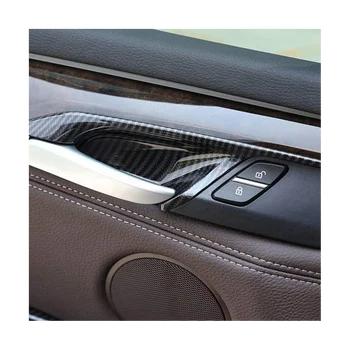 4ШТ Вътрешна врата копчето на колата Тампон на купата за X5 F15 X6 F16 2014-2018 Рамка на таблото подлакътник Декоративна стикер Сребрист цвят