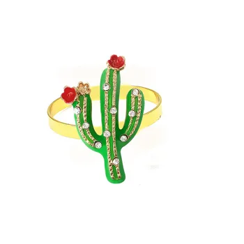 6 бр./лот, Нов стил, пръстен за салфетки с кактусом, Обтегач за салфетки със зелено растение, Тканевое пръстен за украса на сватбена банкетного плот