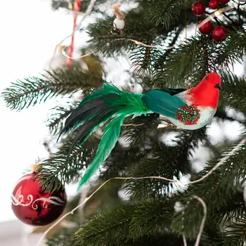 Изкуствени птици, декорация за коледната елха, чудесна птица, коледни украси от птици за честване на коледни елхи, Коледно парти, стени, празник