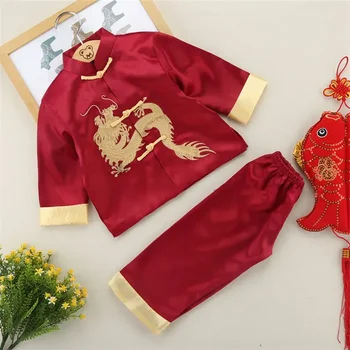 Костюм на дракона Тан в китайски стил за момче за рожден ден, коледни парти, празничен костюм, в началото на кунг фу, Ушу, комплект панталон, униформи, подарък за деца