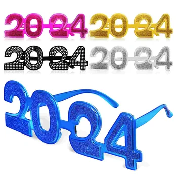 5 бр. очила, очила за новогодишната партита 2024, пластмасови очила за симулиране на очите, честита Нова година