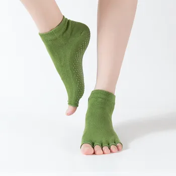 Новите дамски чорапи за йога с пет пръста, силиконови нескользящие чорапи с пет пръста, удобни памучни чорапи за занимания с балет, фитнес, спорт