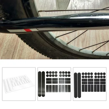 1 Комплект Защитно фолио за рамки на велосипеди, изработени от въглеродни влакна водоустойчиви за МТБ Road, защитно фолио за етикети верига планински велосипед