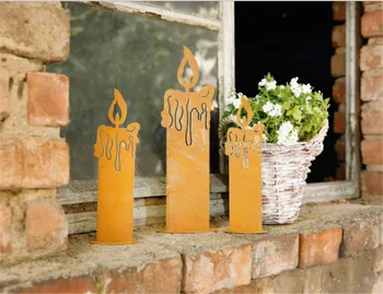 Украса за свещи от ковано желязо, Градински декорации в европейски стил в стил ретро, Комплект от три свещи, Коледна украса