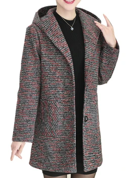 Есен-зима, жени на средна възраст, Темперамент, половин вълнени якета, палта, дамски ежедневни облекла, модни дамски якета, палта QH1191