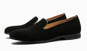 Нова ежедневни обувки от велур Мъжки обувки Лоферы без обков на Висококачествени мъжки обувки Goodyear черен цвят