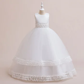 Бебешка рокля с цветен модел за момчета и пола в пода, сватбена рокля за момичета, расшитое мъниста, окото пола принцеса Пенпенг