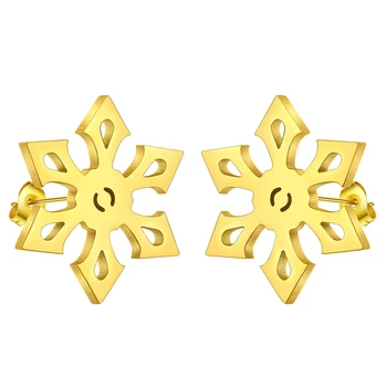 QIAMNI Елегантни Обеци-карамфил с геометрични снежинками от неръждаема стомана за жени и мъже, Мода Декорация за Коледно парти, Подаръчни Аксесоари