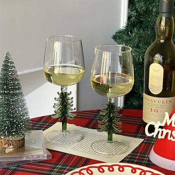 1 / 2 елемента Коледен Цветна Стъклена Чаша С високо съдържание на borosilicate коктейльного стъкло, Трайно Украса за Коледната елха, Подарък посуда за напитки