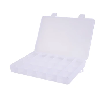 Пластмасова кутия с 24 Отделения, Контейнер за съхранение на бижута, Мъниста, Органайзер за бродерия