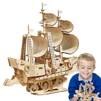 Дървена лодка Корабельный комплект Дървени плаване с лодка Строителен комплект за бродерия Плаване с лодка Комплект дървени модели за момичета и момчета за рожден Ден