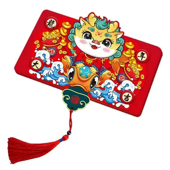 Премиум пакет на китайската Нова година 2024, светъл cartoony дизайн за Годината на Дракона, Празнична късмет, Пари в брой, за да проверите за партита