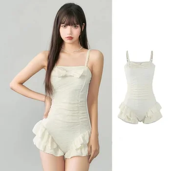2023 Нов Корейски секси цял бански с ефект повдигащ, рокля-монокини, бански костюми за горещи извори, Женски бански костюм за къпане, сладък бански костюм