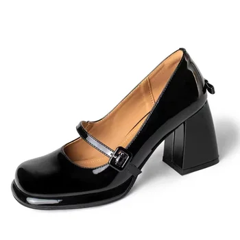 Дамски обувки на висок ток 2023, нова модни дамски обувки Mary Janes на платформата, модерни елегантни дамски обувки с катарама, Zapatos