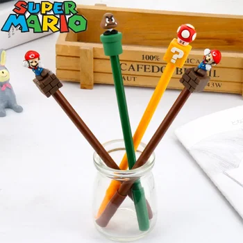 Гел химикалка Super Mario, аниме, 0,5 mm, Неутрални химикалка с черно мастило, Мультяшные Учебни пособия за студенти, Канцеларски материали, Дръжка за изпити, подарък за деца