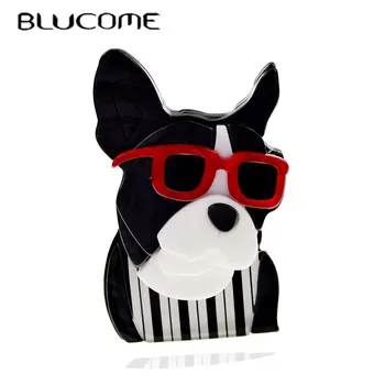 Очила Blucome Брошка във формата на куче за жени Акрилен материал Cartoony модерен дизайн Сладки творчески животни Подаръци за рожден Ден Аксесоари