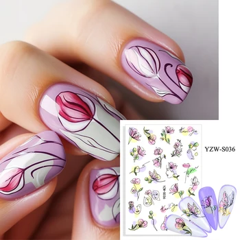 1 бр. Розово стикер за нокти Blue Butterfly 3D Flower Плъзгам за сватбена декорация на нокти фолио Подобряване на