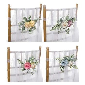 R2JC Имитация на цветове на изкуствена облегалката на стола, изкуствени декоративни цветя, Сватба на открито
