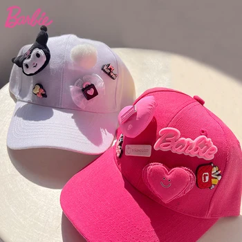 Miniso кукли Барби Sanrio Kuromi Шапки за Родители и Деца Модерна бейзболна шапка С 3D Лого във формата на Сърце От Картун За Майки И Дъщери, Подходяща За Семейство бейзболна шапка