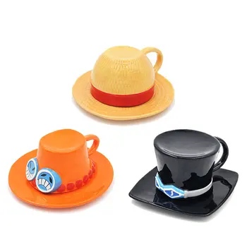 Аниме ONE piece Cosplay Чаша Чаша за вода Креативна Керамична чаша Luffy Ace Sabo Три брат чаши за Кафе във формата на шапка за партита