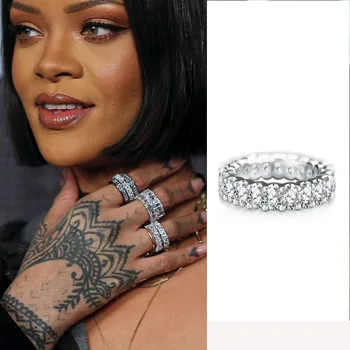 Бижута Риана луксозни сребърни пръстени индивидуални 10K/14К/19K женски сватбени и годежни пръстени юбилейна подарък за рождения ден на най-добрите продажби