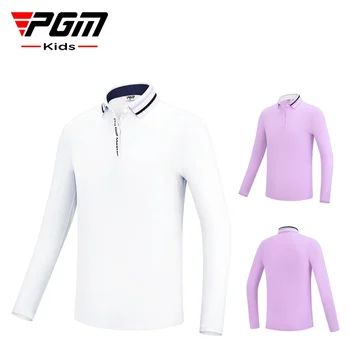 Риза за голф PGM Sport Момиче с дълги ръкави, высокоэластичная кърпа, мека и удобна за летните и есенни дрехи за голф