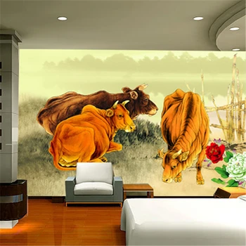 beibehang papel de parede Три уникални личности Крава всекидневна с телевизор монтиран на стената тапет качеството на стенни тапети