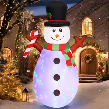 5-подножието коледни надуваеми играчки, Снежен човек с цветни въртящи се led светлини, осветлението на декорации за двор, Зимен декор за празника в градината