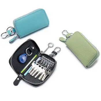 Кожени Чанти За ключовете От колата Универсален Ключодържател с цип Класически Държач За Ключодържател Унисекс