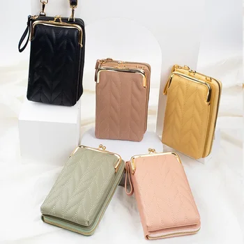 Нова дамска чанта за мобилен телефон, корейската версия, модерна многофункционална чанта през рамо, однотонная проста мини чанта