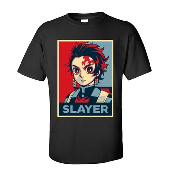 Мъжки t-shirt Demon Slayer SLAYER Slim Fit, тениски от 100% памучен плат, риза с аниме с къс ръкав и кръгло деколте, Безплатна доставка