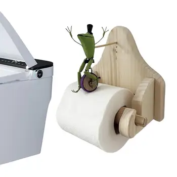 Дървен Държач за тоалетна хартия без удар, Закачалка за хартиени кърпи, Поставка за салфетки за кухня и баня, Държач за хартия за каране на велосипед Лягушачьем