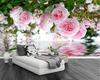 3D тапети размер Розова роза декоративна живопис Декорация на дома, на Фона на розови рози дневна спалня стенописи