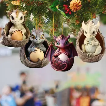Коледна висулка Коледно дърво Висулка във формата на дракон, Сладко яйце във формата на дракон, Подвесное украса за декориране на дома и автомобила