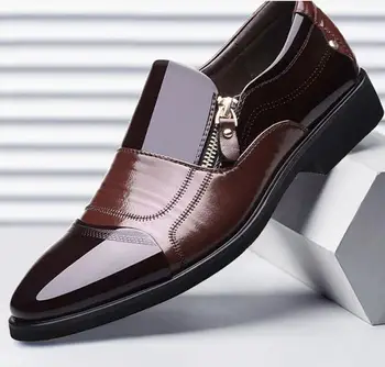 Новата пролетно мъжки обувки Оксфорд в света на стил, Кожена мека ежедневни обувки, дишаща мъжки лоферы, обувки на равна подметка, слипоны за шофиране, по-Големи размери
